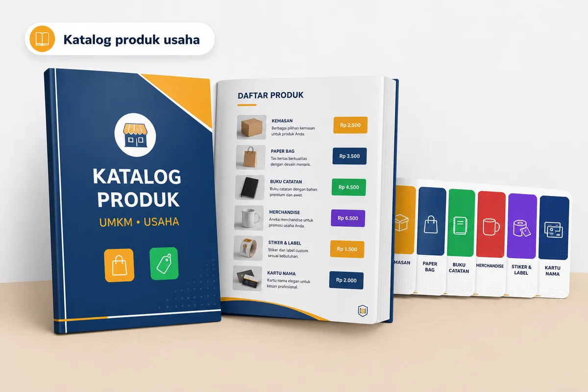 Contoh katalog produk UMKM dengan sampel produk dan halaman daftar produk