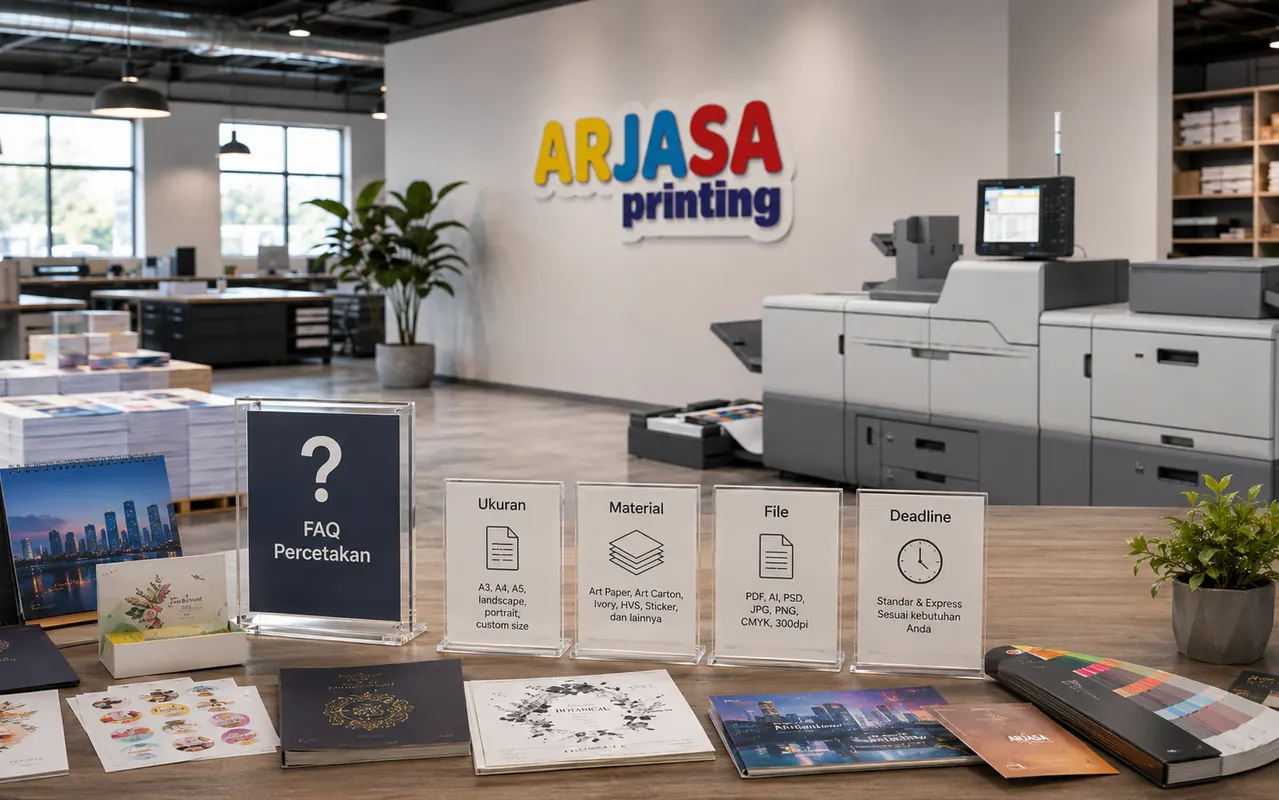 FAQ percetakan tentang ukuran bahan file dan deadline di Arjasa Printing Bandar Lampung